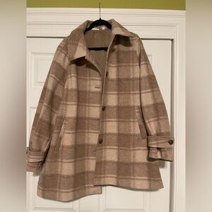 XL Uniqlo Tan Plaid Coat